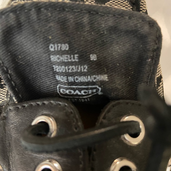 Coach Richelle Topsider Boat Shoes Canvas Leather Black Womens SZ 9B Monogram - Picture 6 of 6